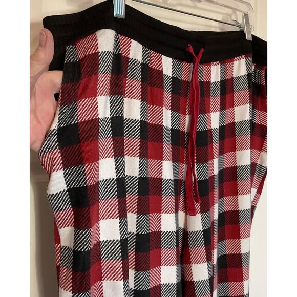 Cuddle Duds 2pc Red Plaid Henley Knit Lounge Suit with Pockets Plus 2XL - Picture 5 of 8